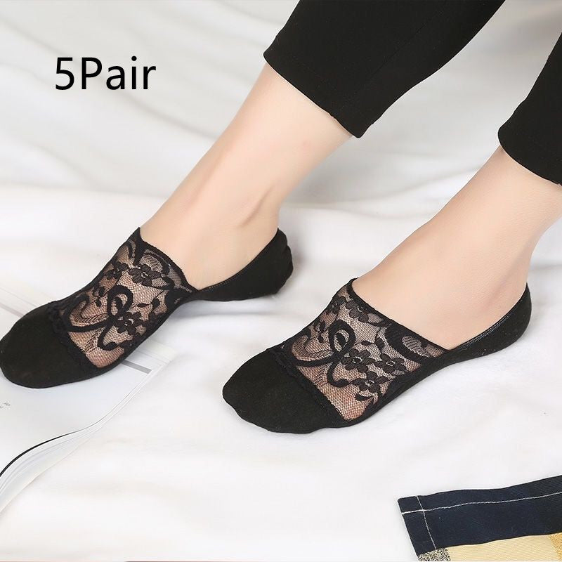 Women's Fashion Shallow Lace Boat Socks