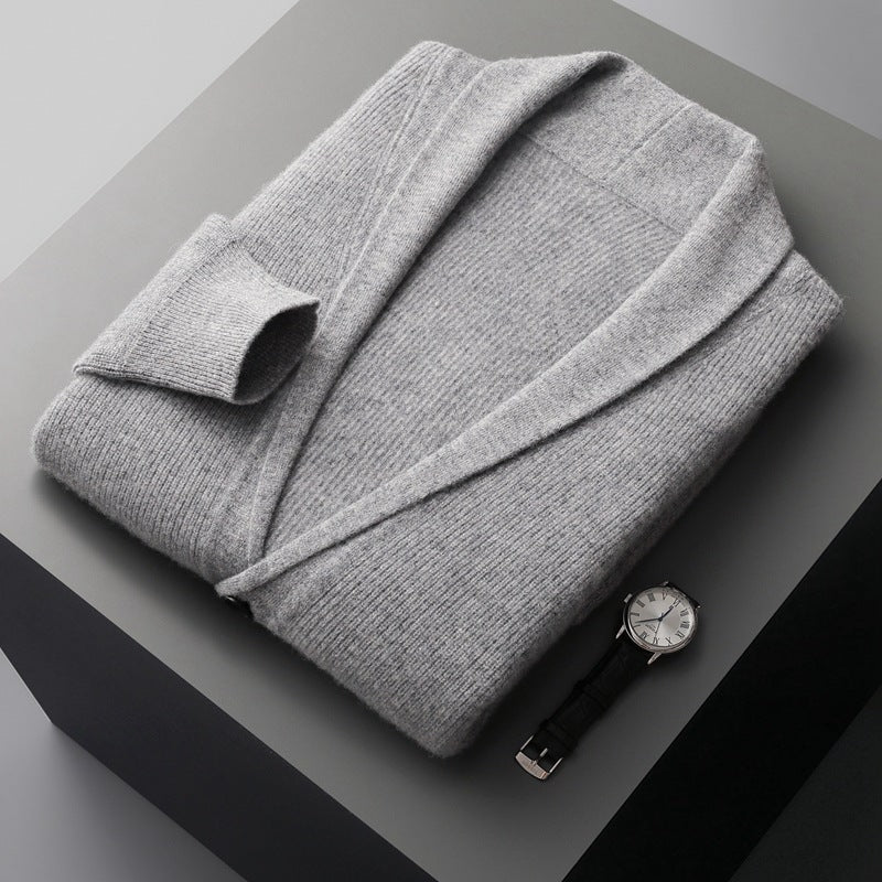 Pure Wool Men's Business Casual Middle-aged Loose Button Coat
