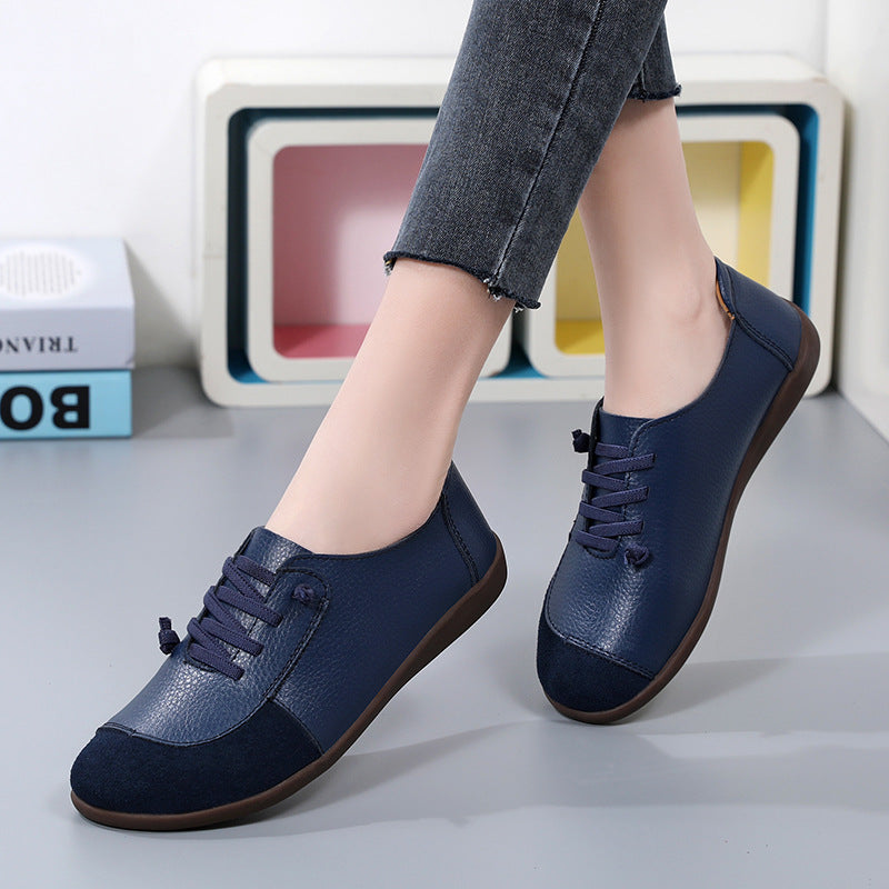 Match Comfortable Retro Cowhide Soft Soled Women's Shoes