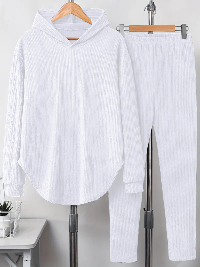 Casual Women's Long Sleeve Hooded Sweatshirt And Pants Two-Piece Set