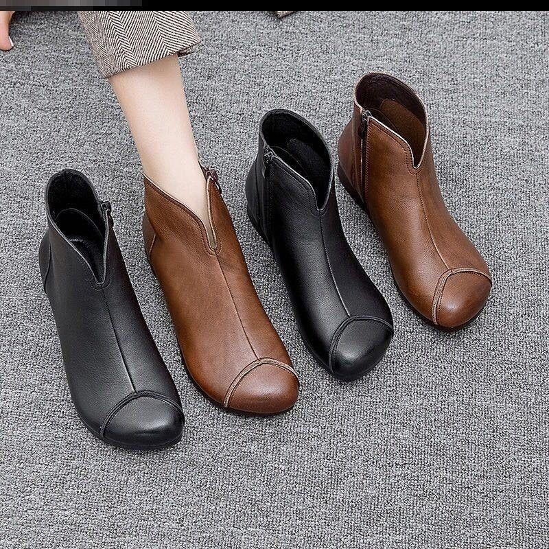 Soft Leather Women's Martin Boots Retro Handmade Soft Shoes