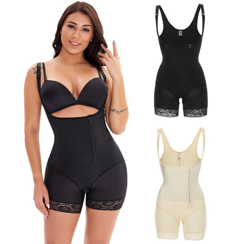 Lace zipper corset