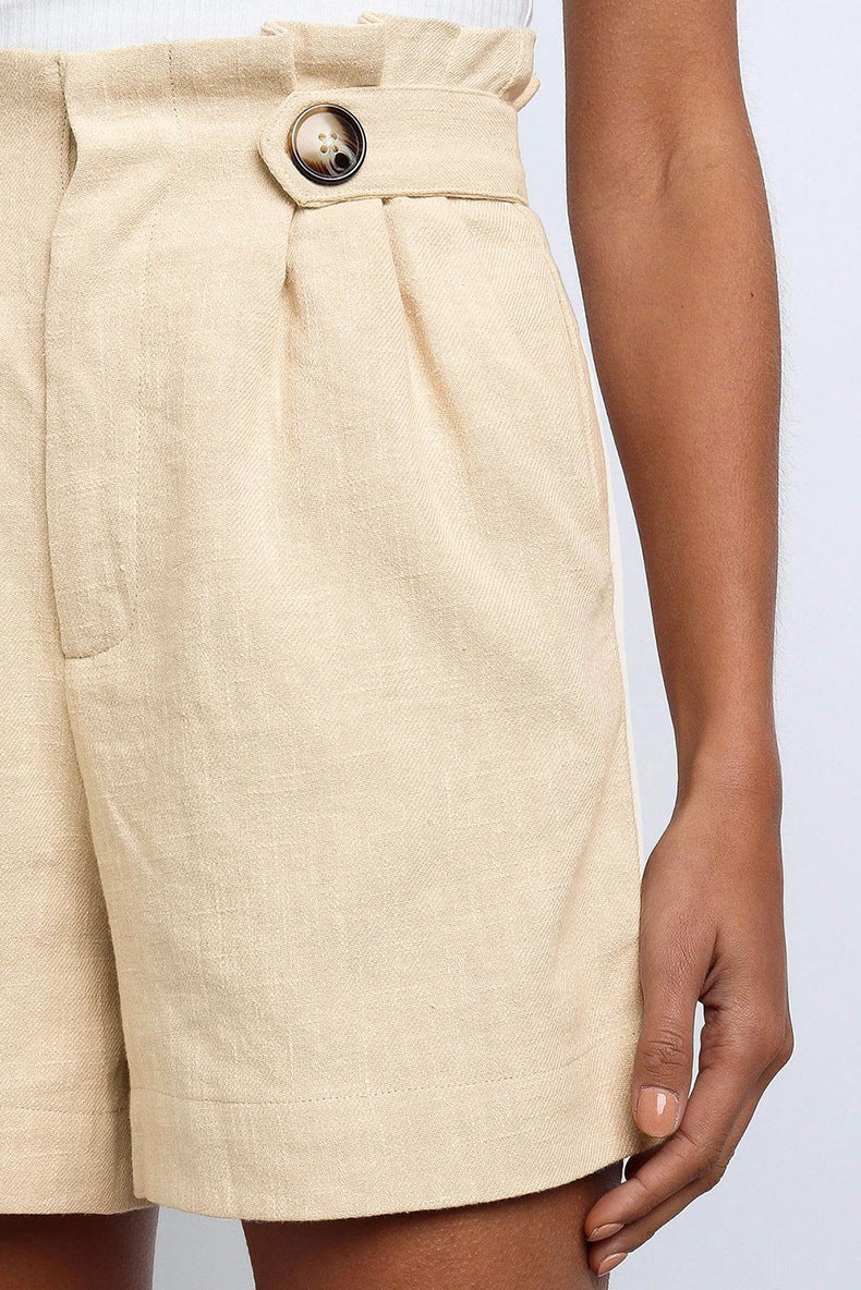High waist ruffled loose straight pants