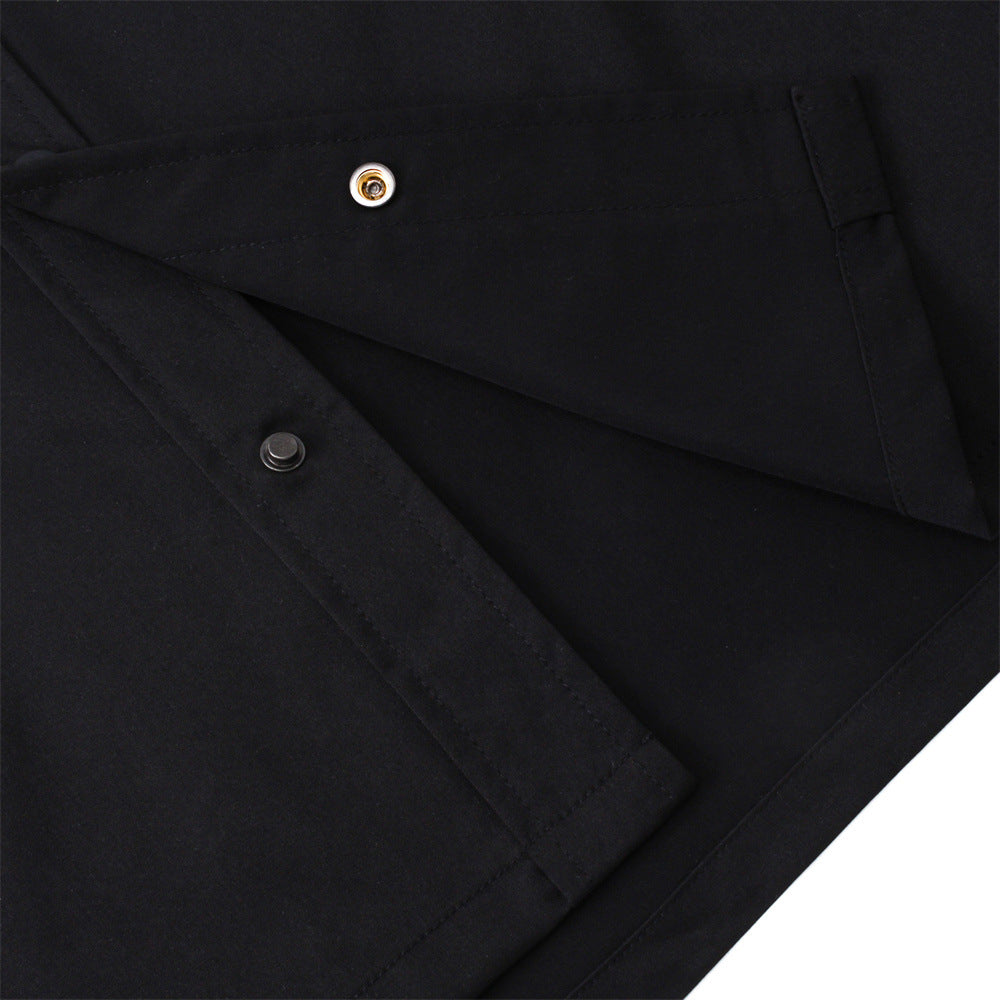 Men's High Street Fashion Loose Casual Pu Shuai Workwear Long Sleeve Shirt Coat