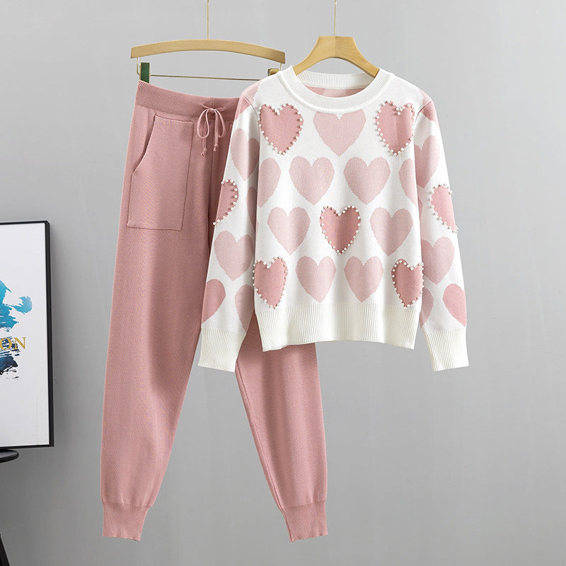 Preppy Outfit With Heart-shaped Beaded Accents