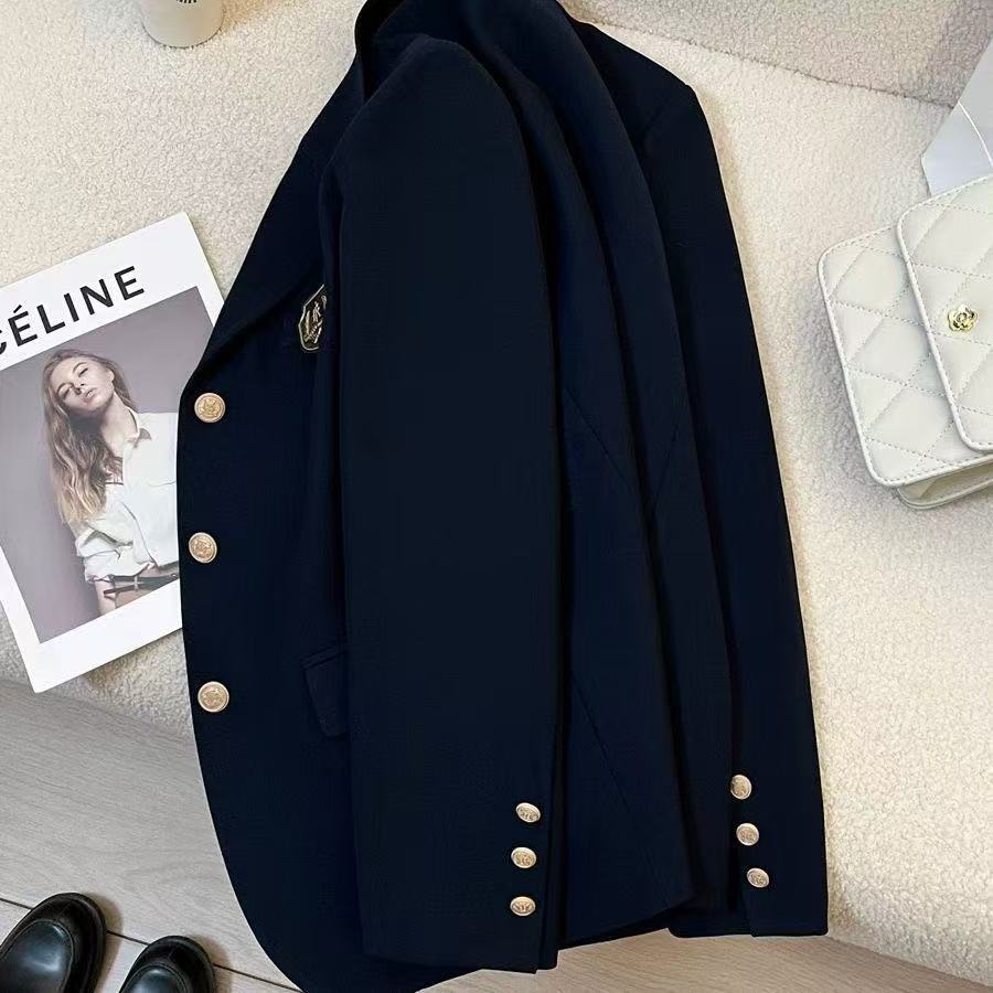 Springautumn Korean Style Navy Blazer For Women