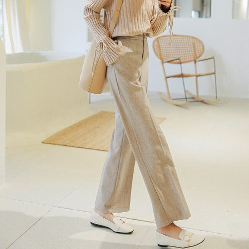 Slim high waist casual wide-leg pants