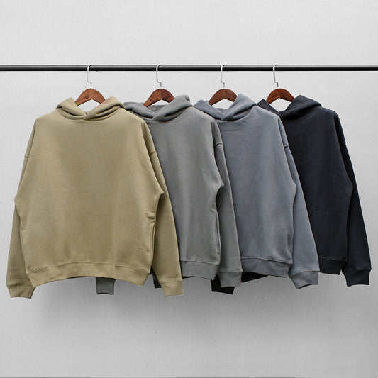 Klassisk ensfarvet High Street hættetrøje med fleece til mænd