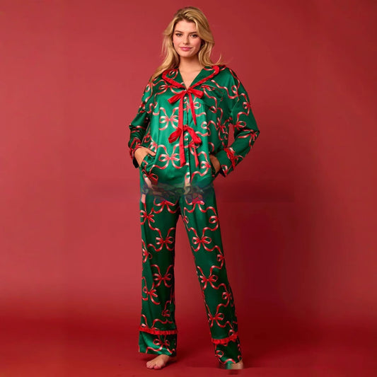 Christmas Bow Pajama Set For Women