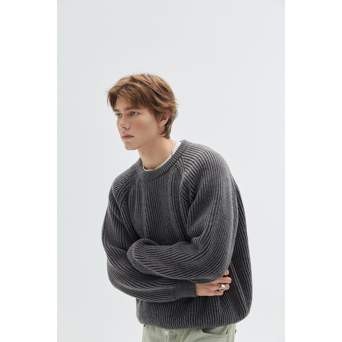 Retro Brocade Sweater Men's Round Neck Sweater