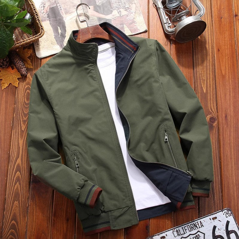 Men's Sports Jacket Double-sided Wear Stand Collar Casual