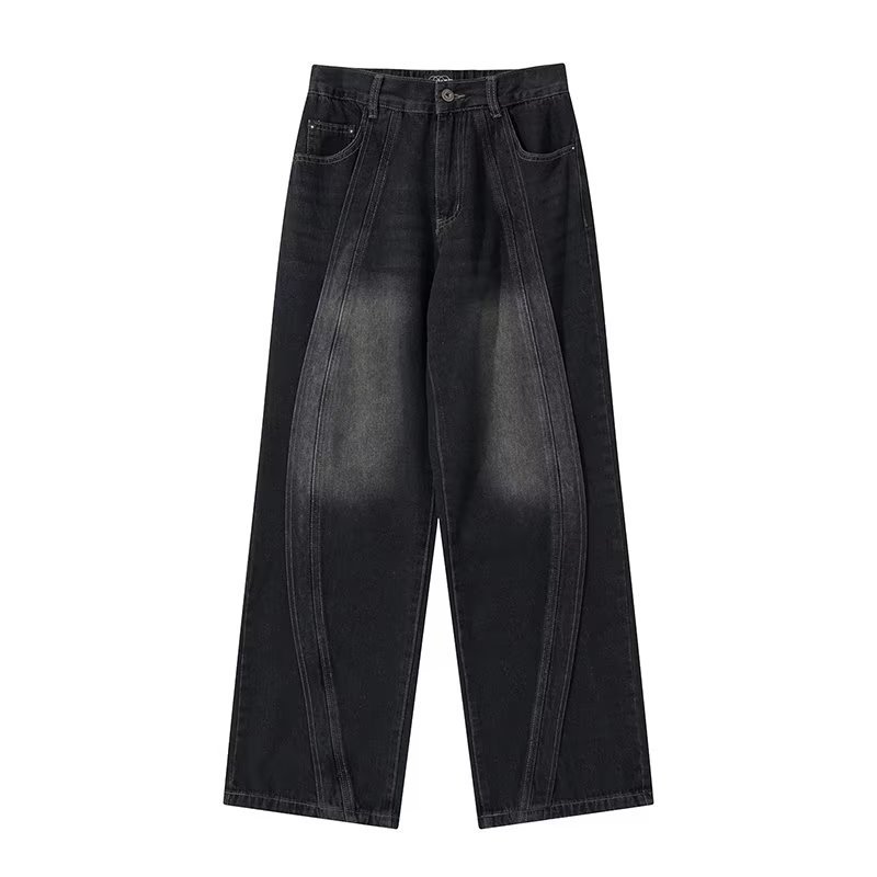 American Retro Patchwork Loose Jeans