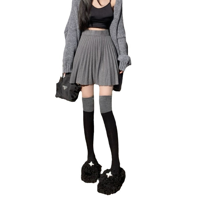 High-waisted A-line Figure-flattering Designer Knit Mini Skirt Versatile And Stylish