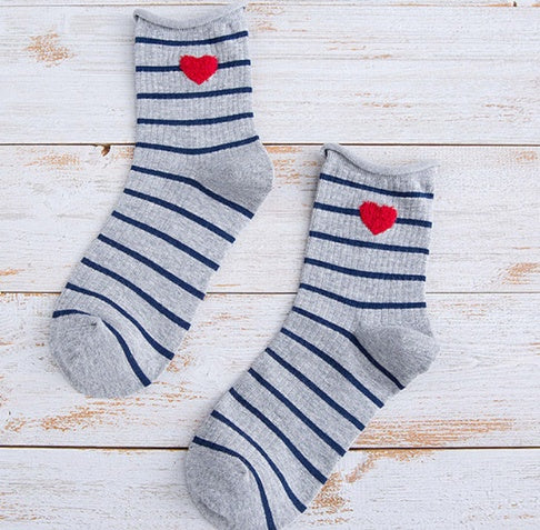 Love stripe curling in the tube socks cotton socks pile socks