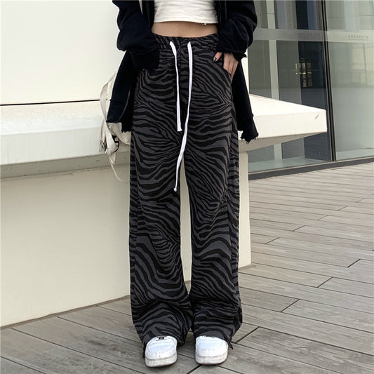 Men's And Women's Thickened Printed Wide-leg Casual Pants