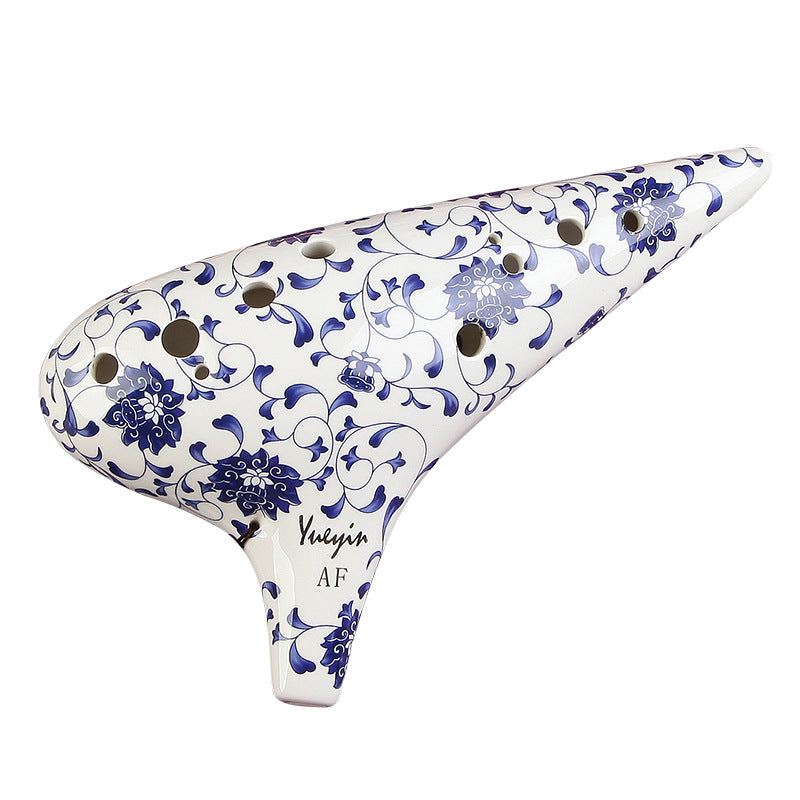 12-hole Alto F professional blue and white porcelain ocarina