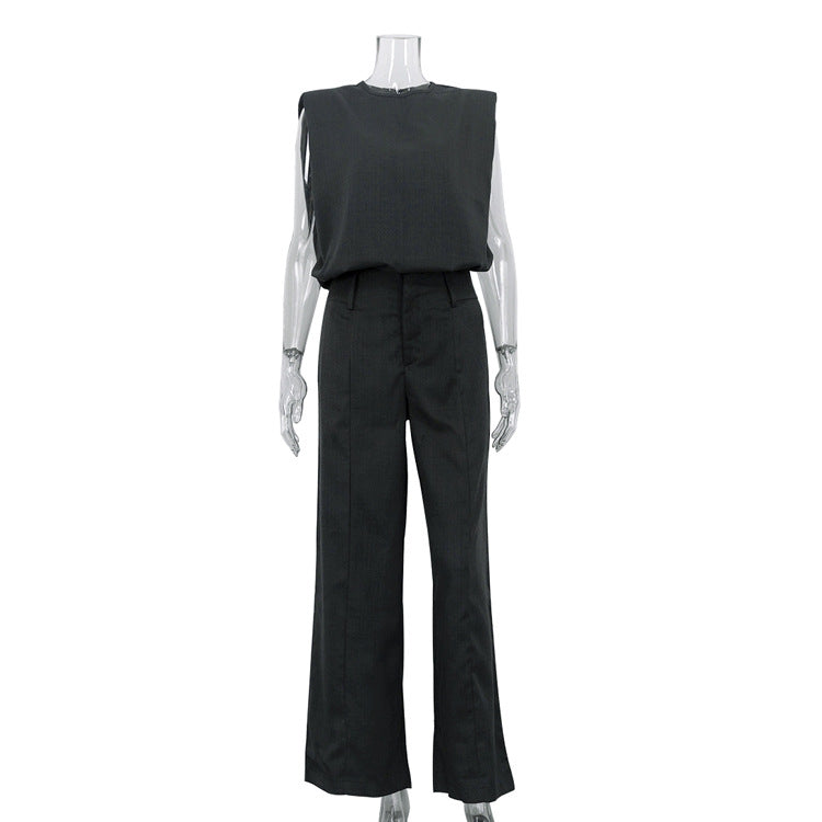Fashionable Simple Casual Top And Pants Set For Women