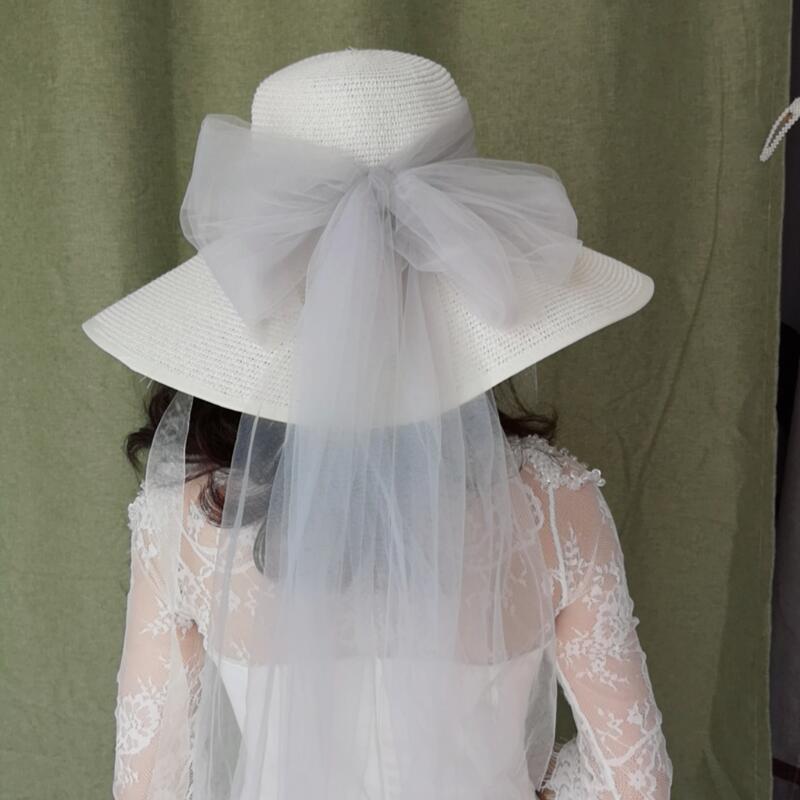 Women's Bow Exaggerated Mesh Hat