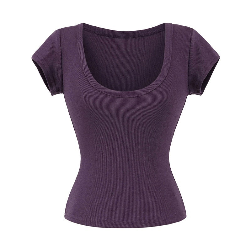 U-neck Short Sleeve Shoulder T