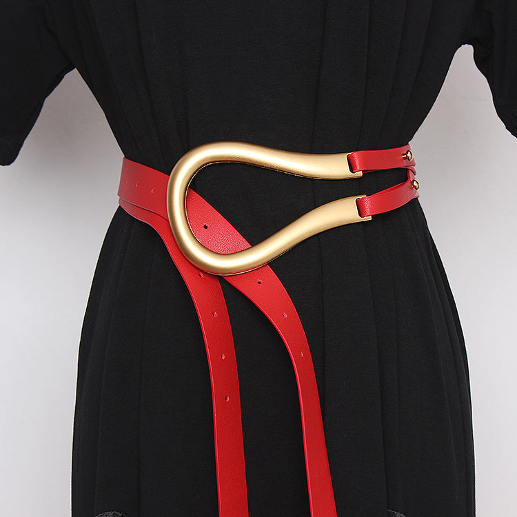 Metal curved large horseshoe buckle belt
