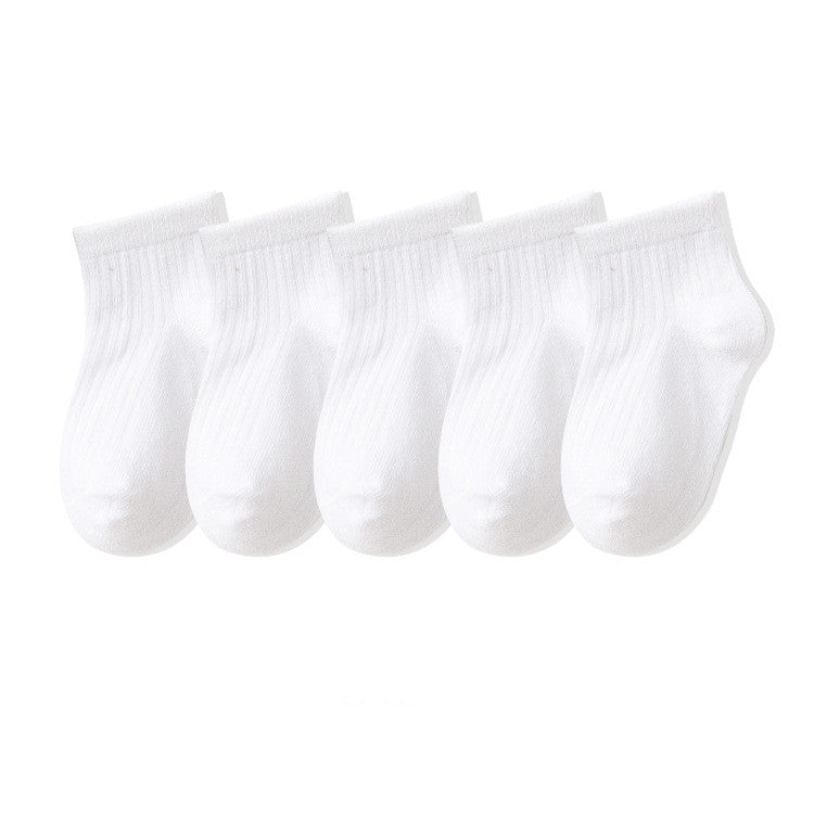 Vertical Solid Color Student Tube Socks Cotton