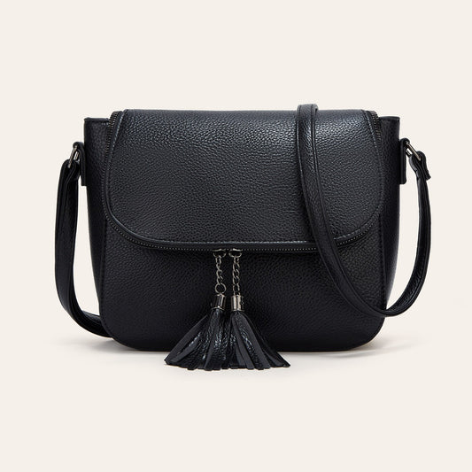 European And American-style Fashionable Flip-top Saddle Bag With Tassels