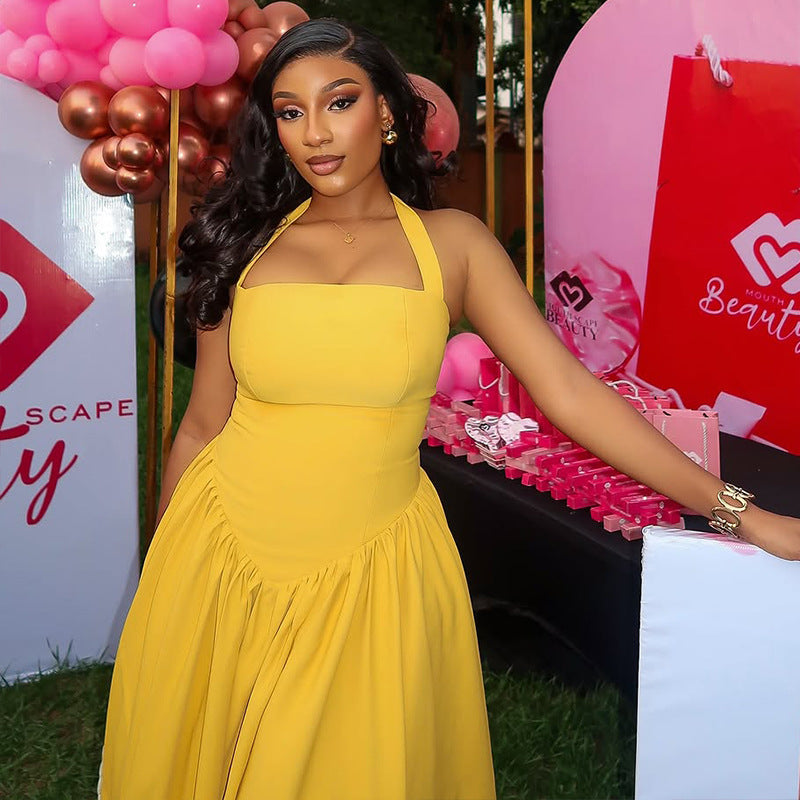 Elegant Commuter Fit-and-Flare Pleated Sleeveless Dress