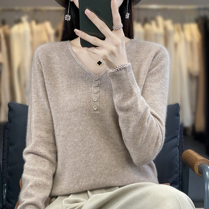 Women's Long-sleeved Sweater Top With Tie Buckle