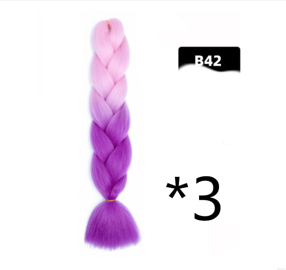 Color Big Braid African Chemical Fiber High Temperature Silk Wig Gradient