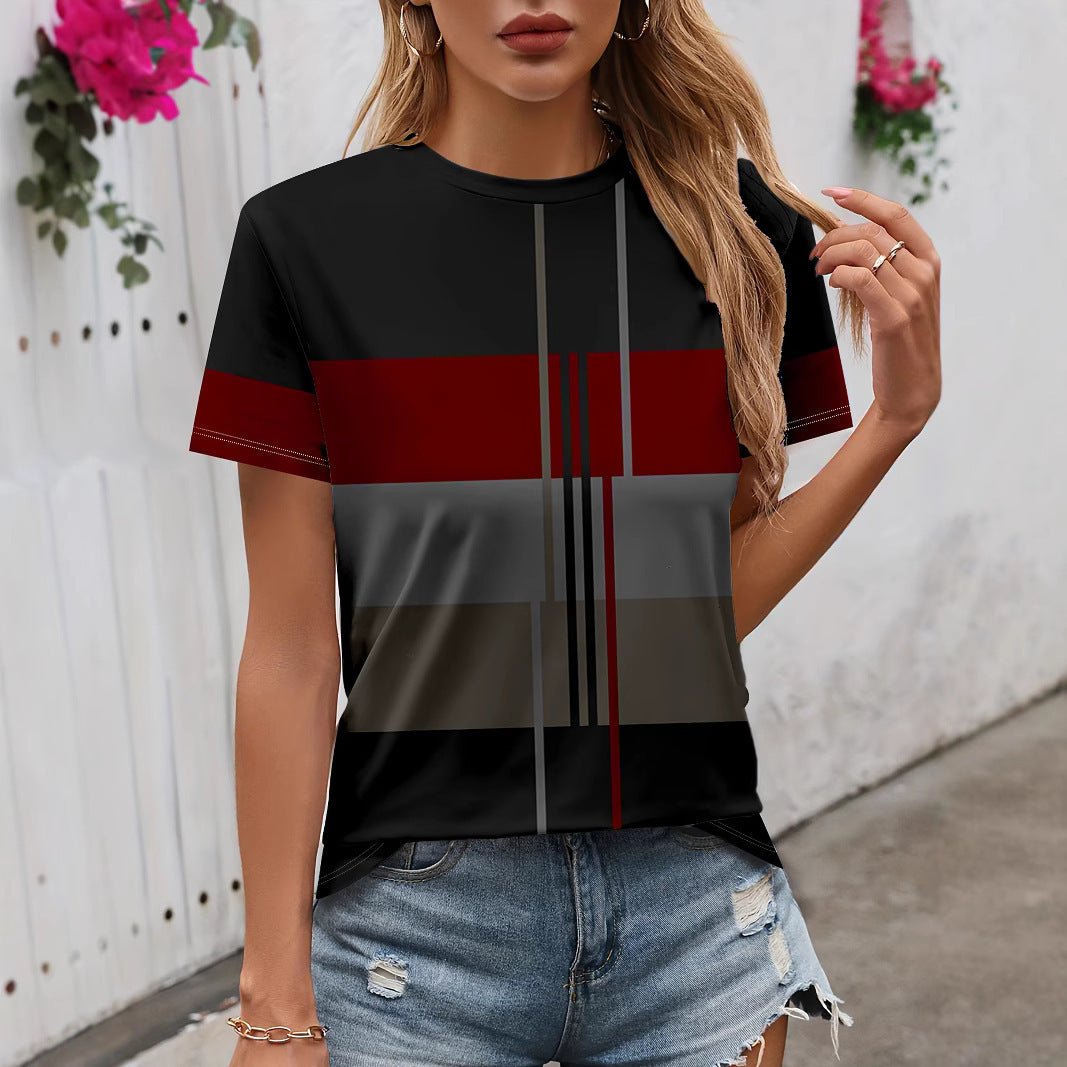 Women's 3D Printed Pattern Garden Collar Short Sleeve