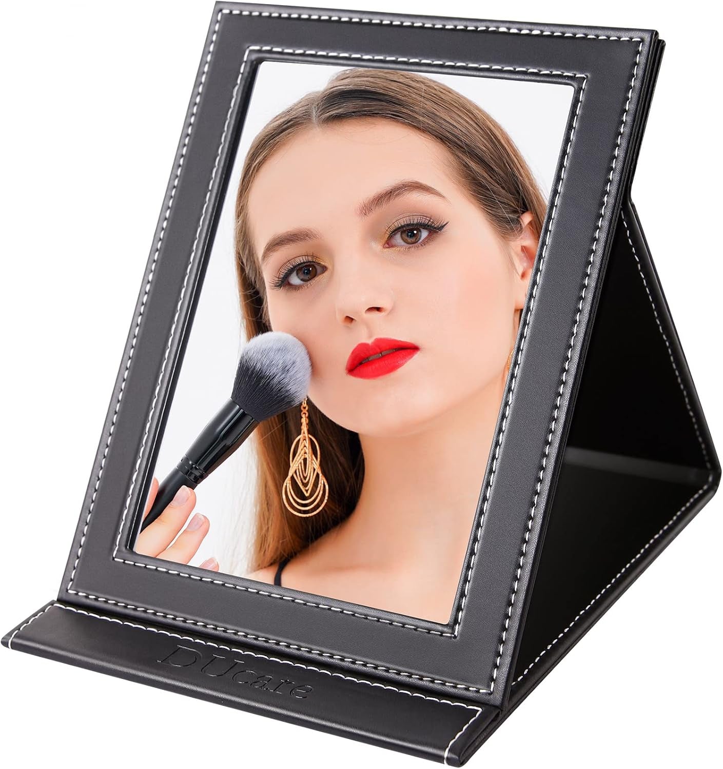 Ducare Espejo De Maquillaje De Escritorio (20 X 15 Cm),Espejo Plegable Espejo De Viaje Espejo De Mano Con Soporte,Para Viajar, Fácil De Llevar,Para Maquillaje, Afeitado Y Cuidado Facial