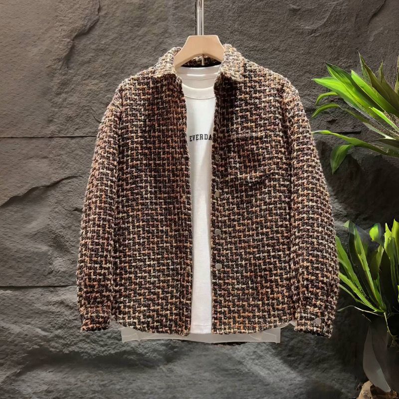 Male Loose Fit Versatile Retro Chunky-knit Jacket