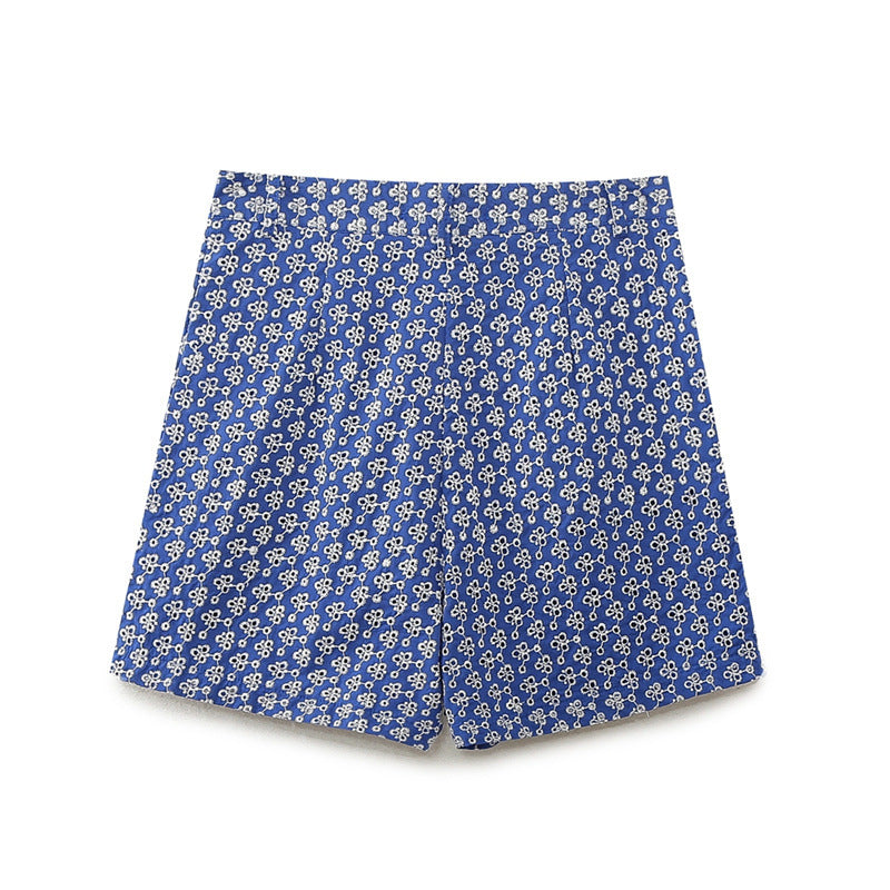 Embroidered High Waist Shorts
