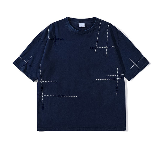 Creative Personalized Stitching Short Sleeve High Street Fashionable Casual T-shirt For Men And Women