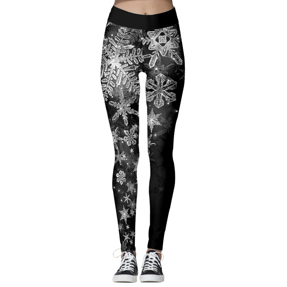 Christmas Snowflake Print Fitness Sports Yoga Pants