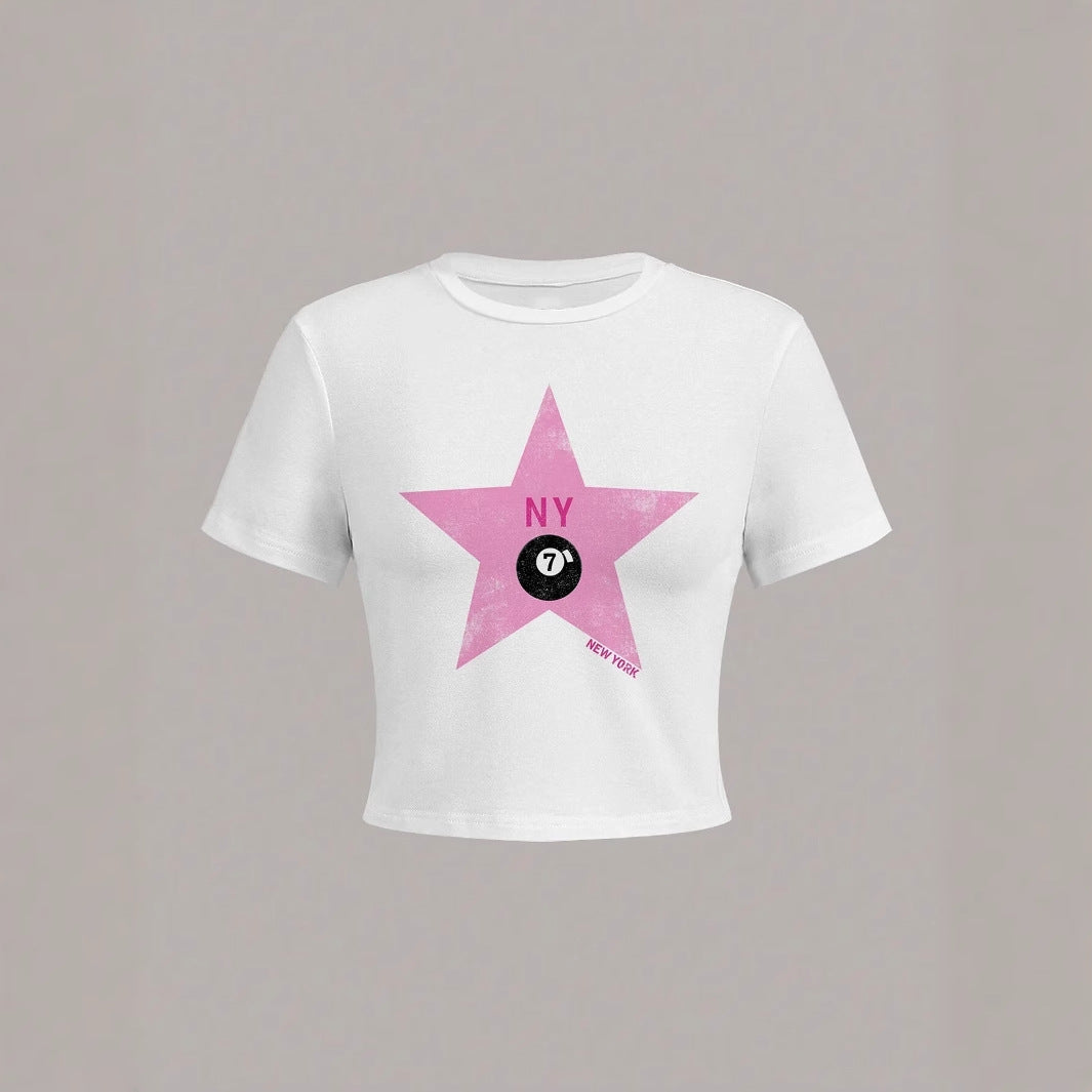 Moderne, figursyet croptop med print