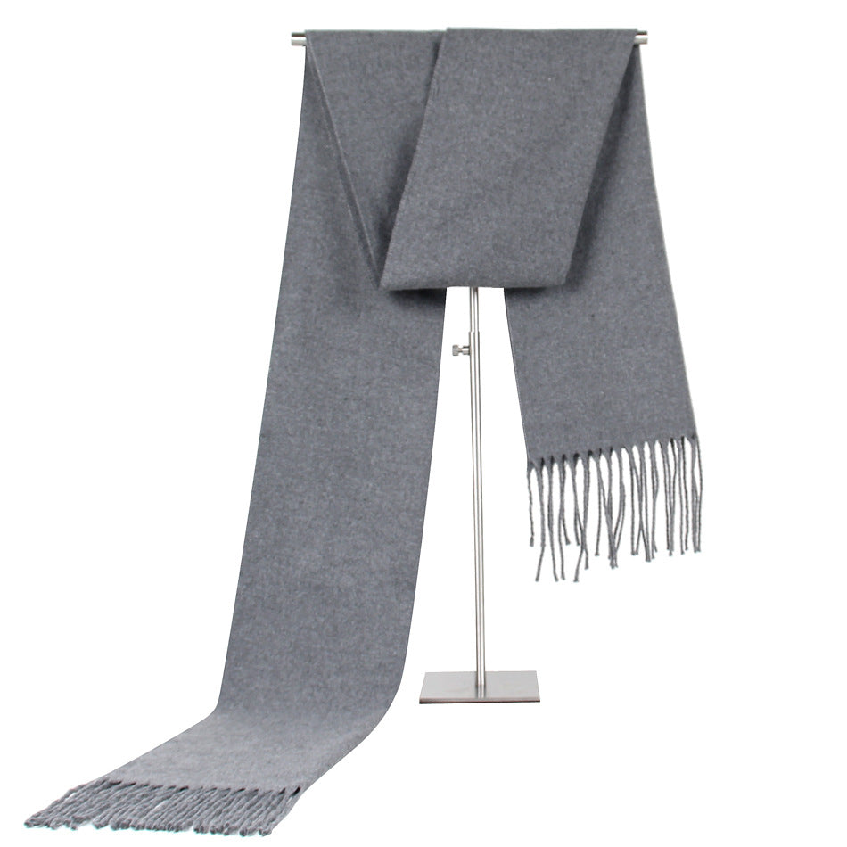 Solid Color Men's Scarf Faux Cashmere Tassel