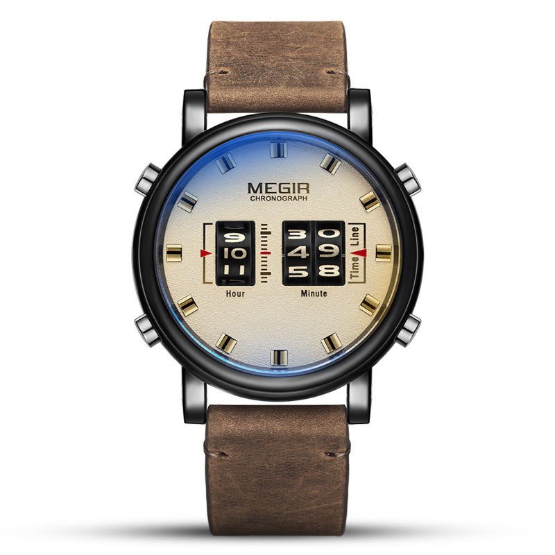 Fashion characteristic sports business leather quartz watch