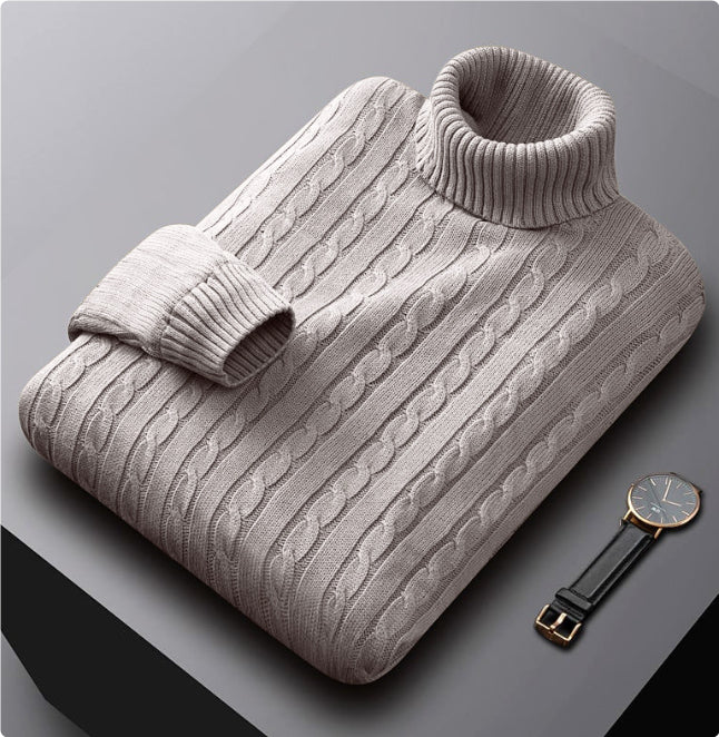 Men's Turtleneck Sweater Fleece-lined Thickened