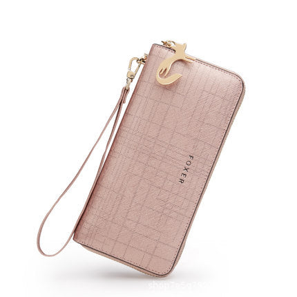 Women's long zipper wallet large capacity cowhide clutch
