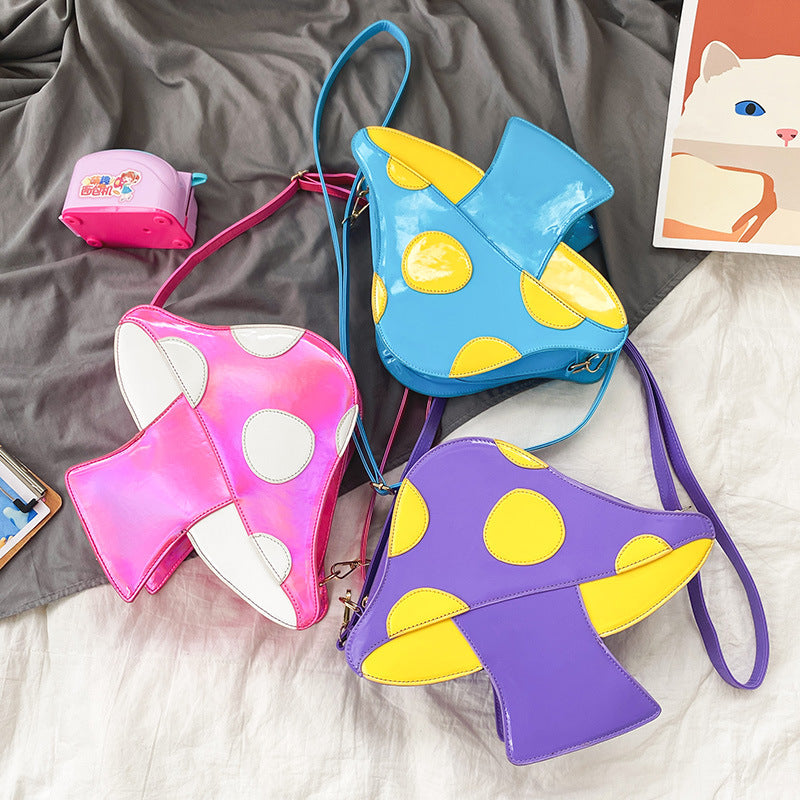 Fashion Creative Mushroom Stitching Crossbody Bag