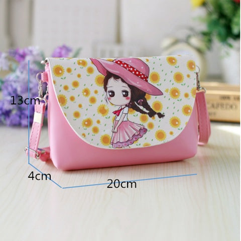 Cute Children Princess Square Flap Girl's PU Leather Girl's Small Bag One Shoulder Backpack