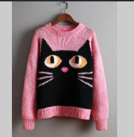 Womens Halloween Printed Crew-Neck Sweater From Europe And The US