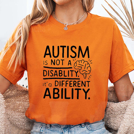Autism Awareness Printed T-Shirt Casual Loose-Fitting And Comfortable