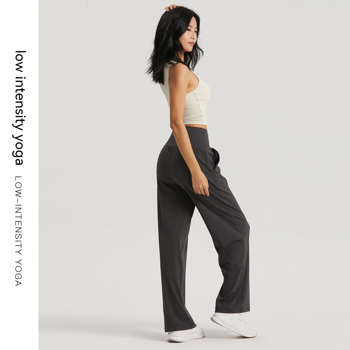 High Waist Hip Lift Yoga Wide-leg Pants Draping Slim Straight Breathable Sweat Absorbing Casual Sports Pants