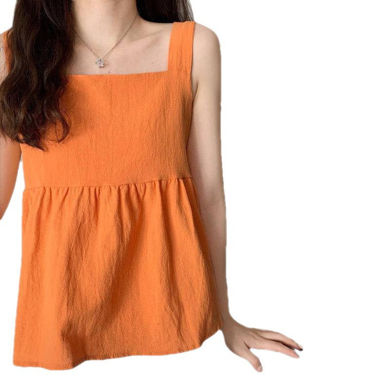 Solid Color Square Neck Playful Baby Shirt Summer Temperament Age Reducing Short Sleeve
