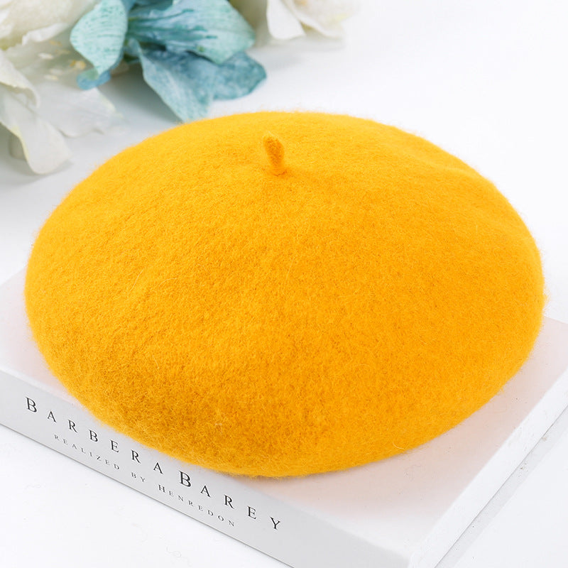 Women's Fashion Casual Solid Color Breathable Wool Tweed Hat