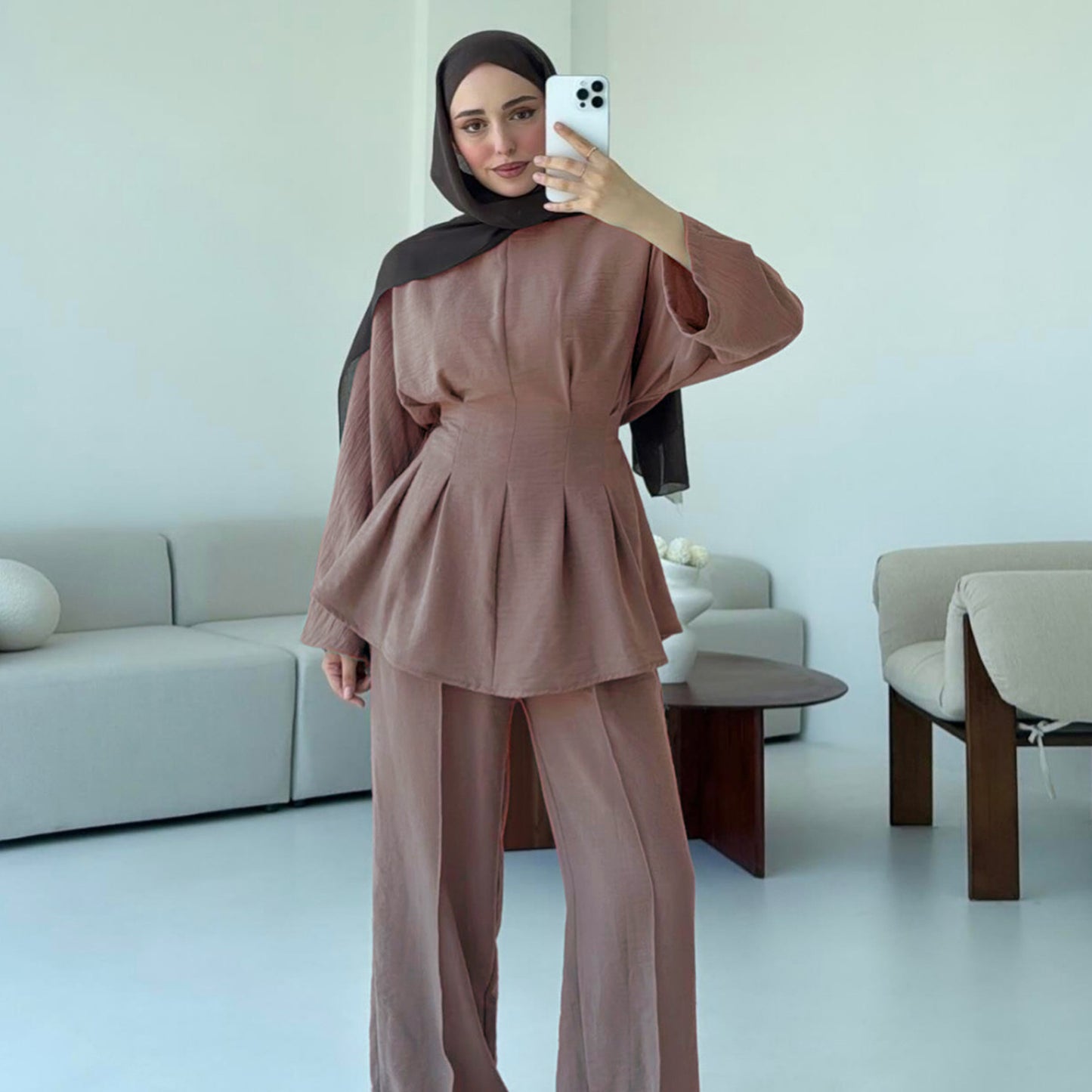 Fashion Solid Color Top Pants Two-piece Set