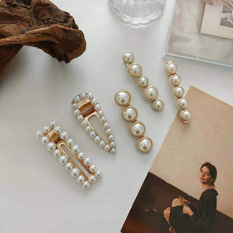Sweet Pearl Marble Hairpins Styling Side Clips Barrette Hair Accessories