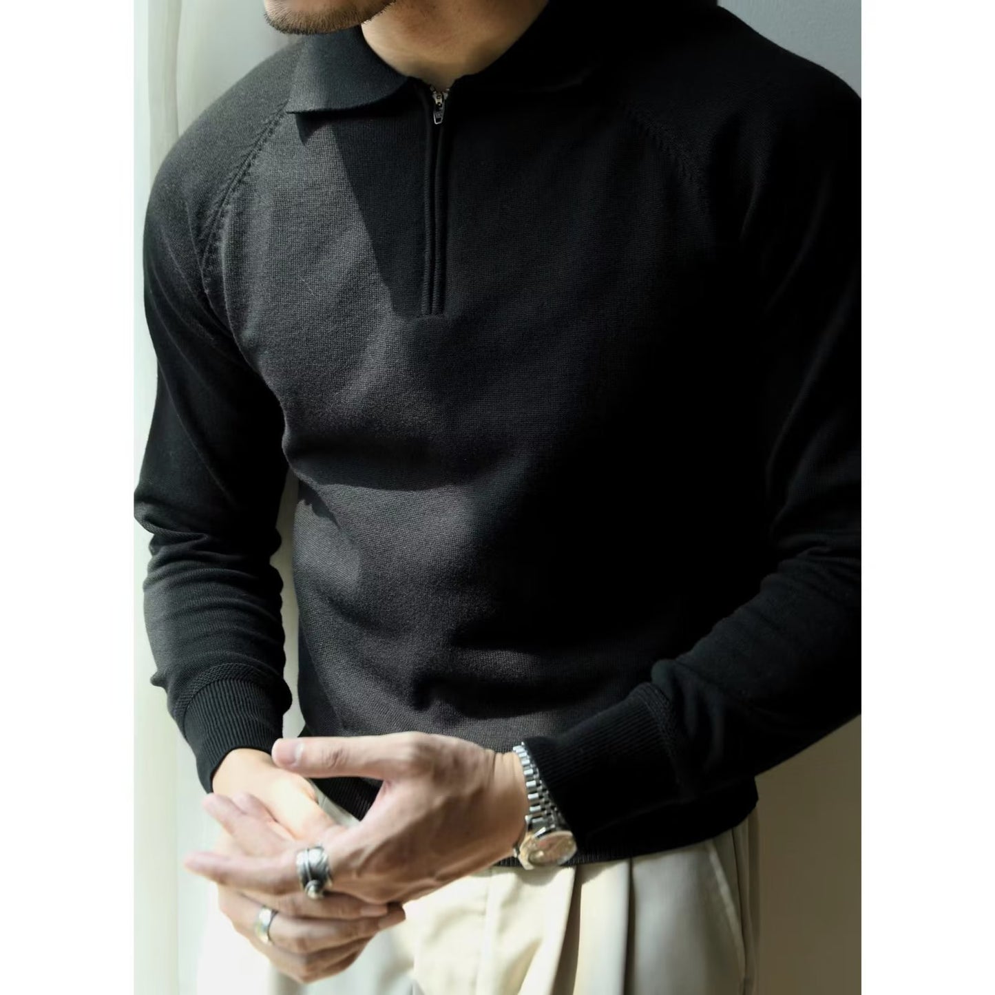 Men's Collar Korean Style Trendy Casual Long Sleeved Top
